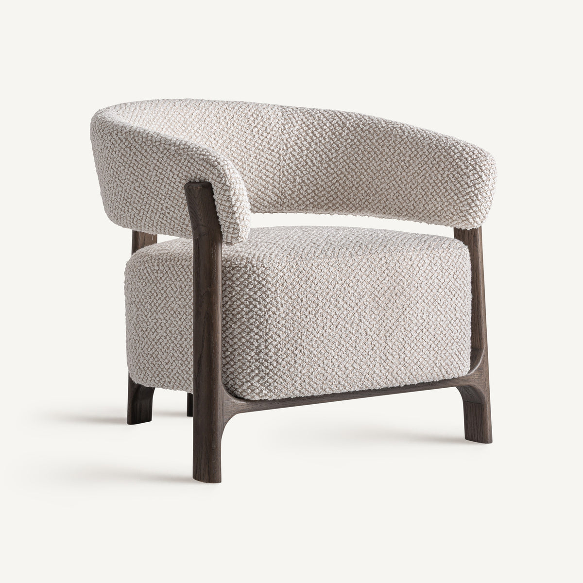 Sillón de fresno tapizado blanco roto Milna