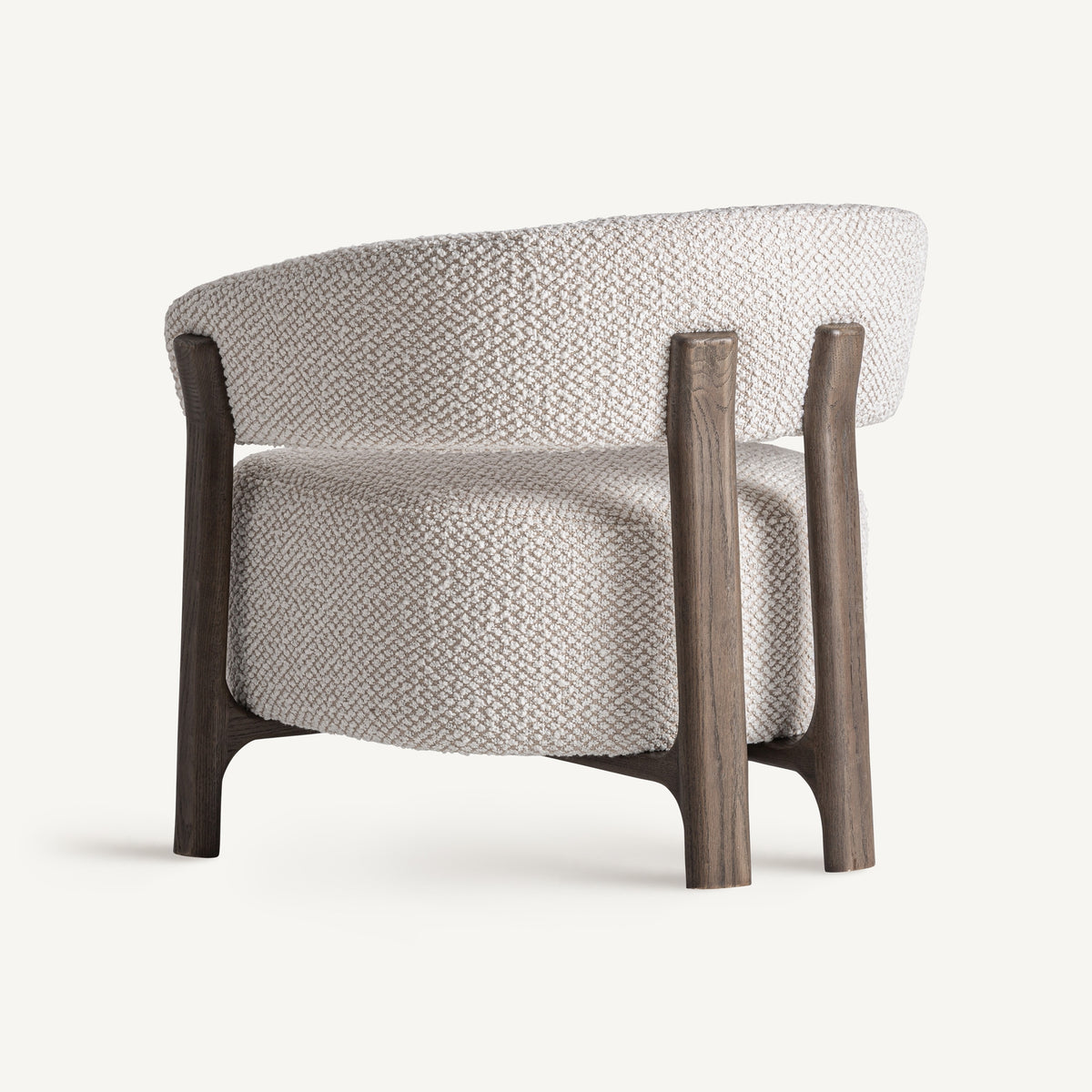 Sillón de fresno tapizado blanco roto Milna