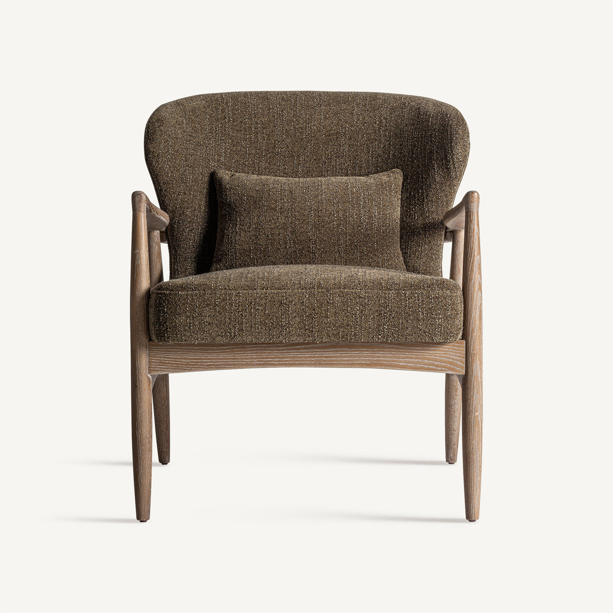 Sillón de fresno tapizado verde Ca Marí