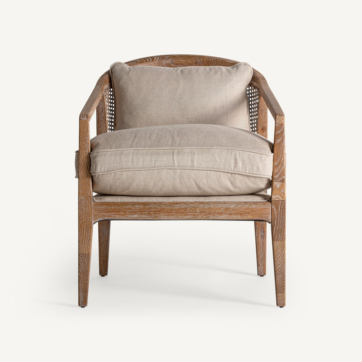 Sillón de fresno y lino beige Sant Mateu