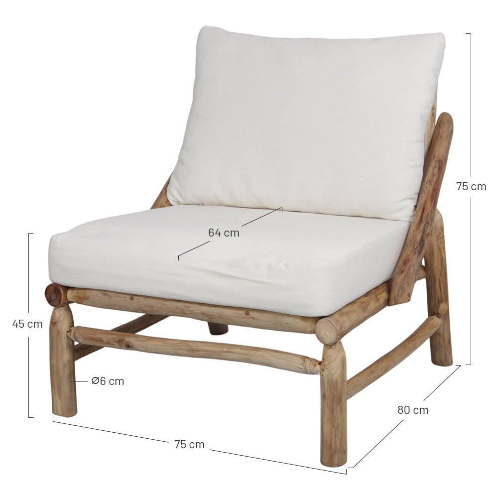 Sillón de madera tropical con cojines Arneb
