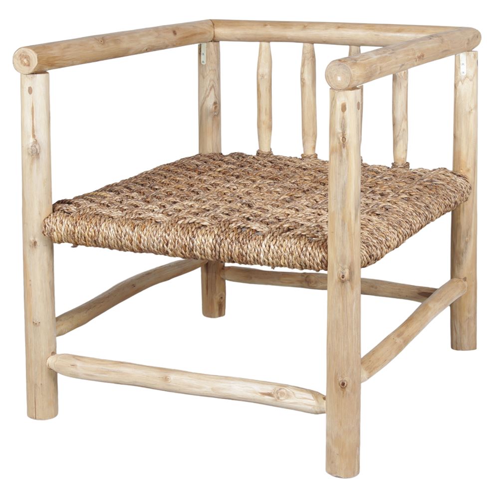 Sillón de madera tropical y fibra natural Abel