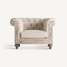 Sillón de madera tropical y tapizado beige Sant Jordi