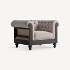 Sillón de mindi negro y tapizado beige Sant Jordi