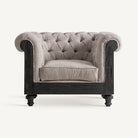 Sillón de mindi negro y tapizado beige Sant Jordi