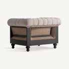 Sillón de mindi negro y tapizado beige Sant Jordi
