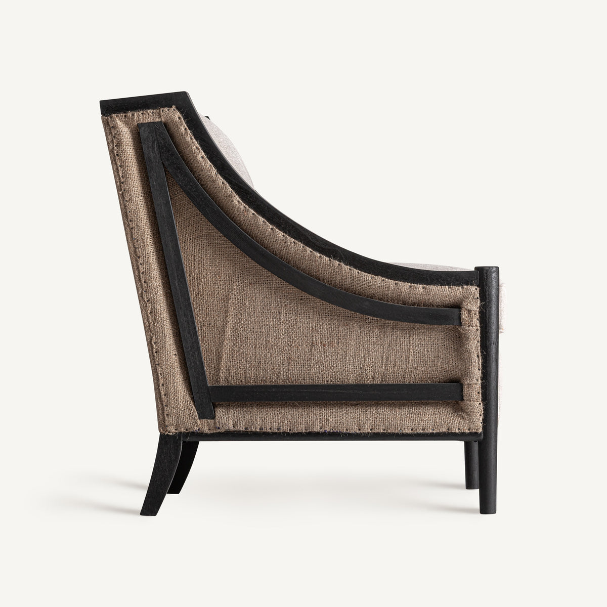 Sillón de mindi y lino negro Es Trucadors