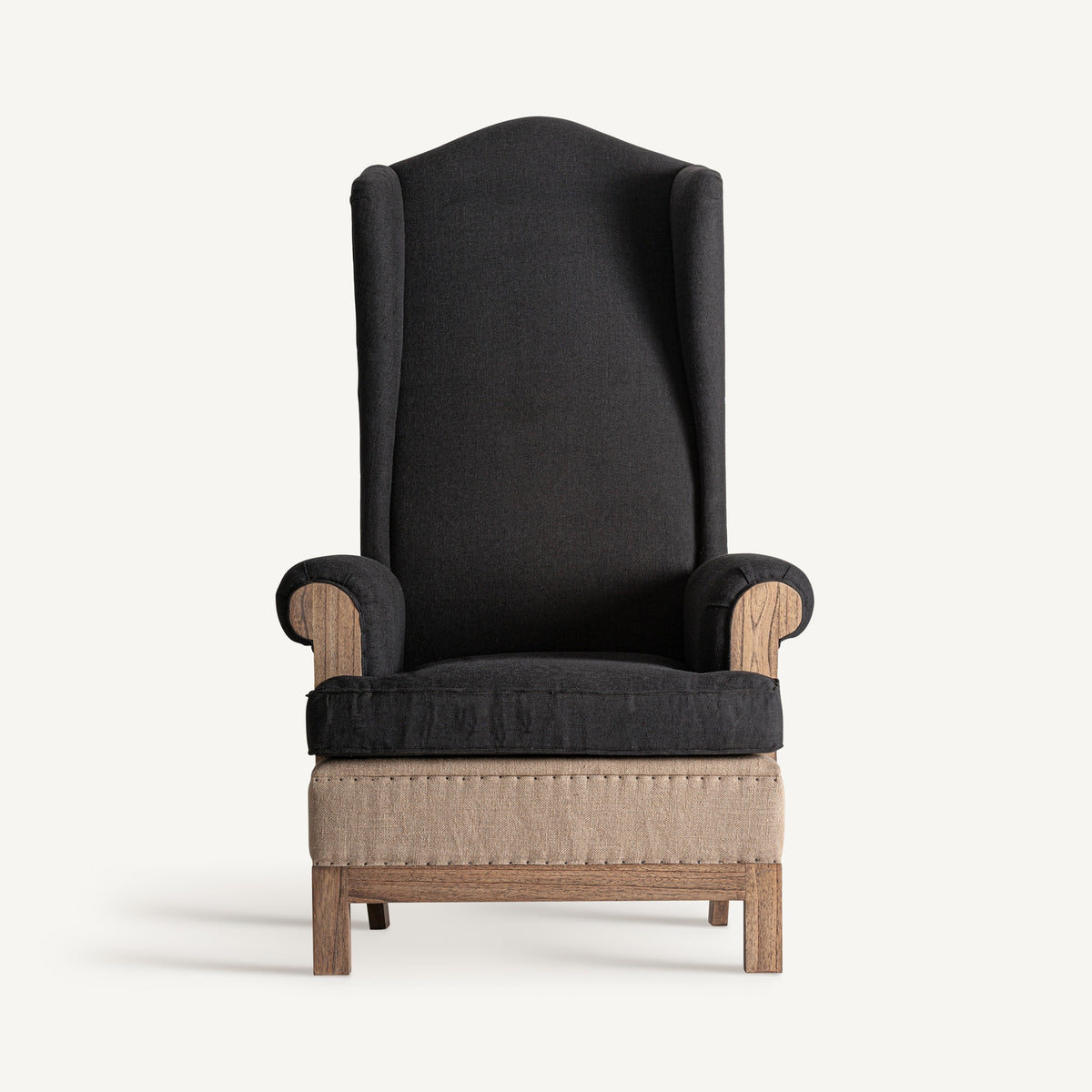Sillón de mindi y lino Polis negro