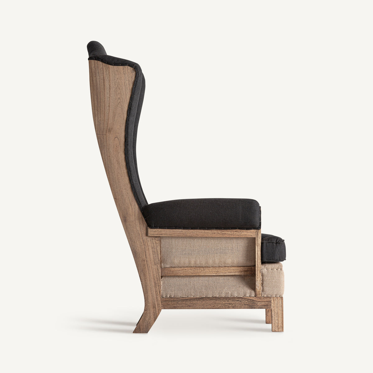 Sillón de mindi y lino Polis negro