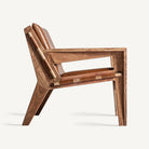 Sillón de piel marrón y acacia Sa Conillera