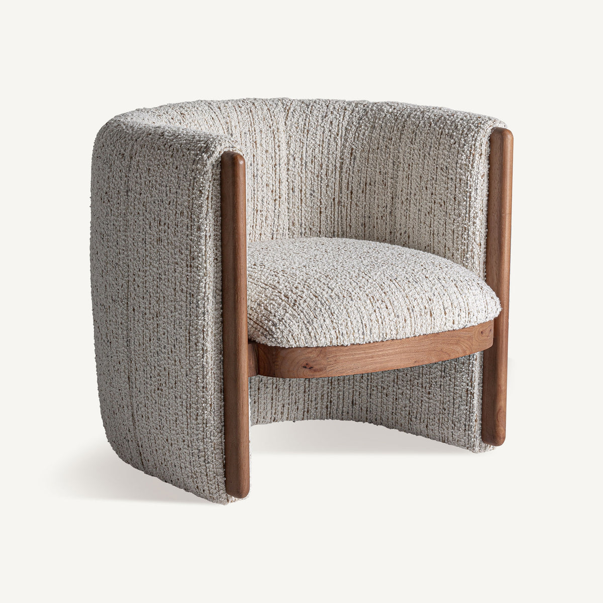 Sillón de pino tapizado beige Sant Rafel
