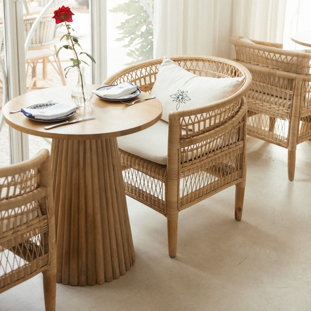 Sillón de ratán natural con brazos Albano