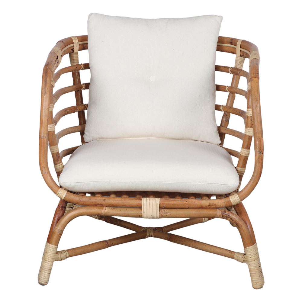 Sillón de ratán natural con cojín Tecla