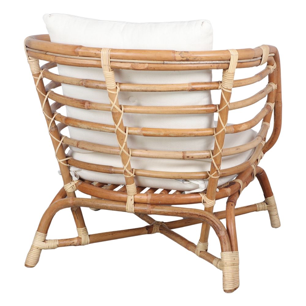 Sillón de ratán natural con cojín Tecla