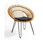 Sillón redondo de ratán sintético y metal negro Órgiva