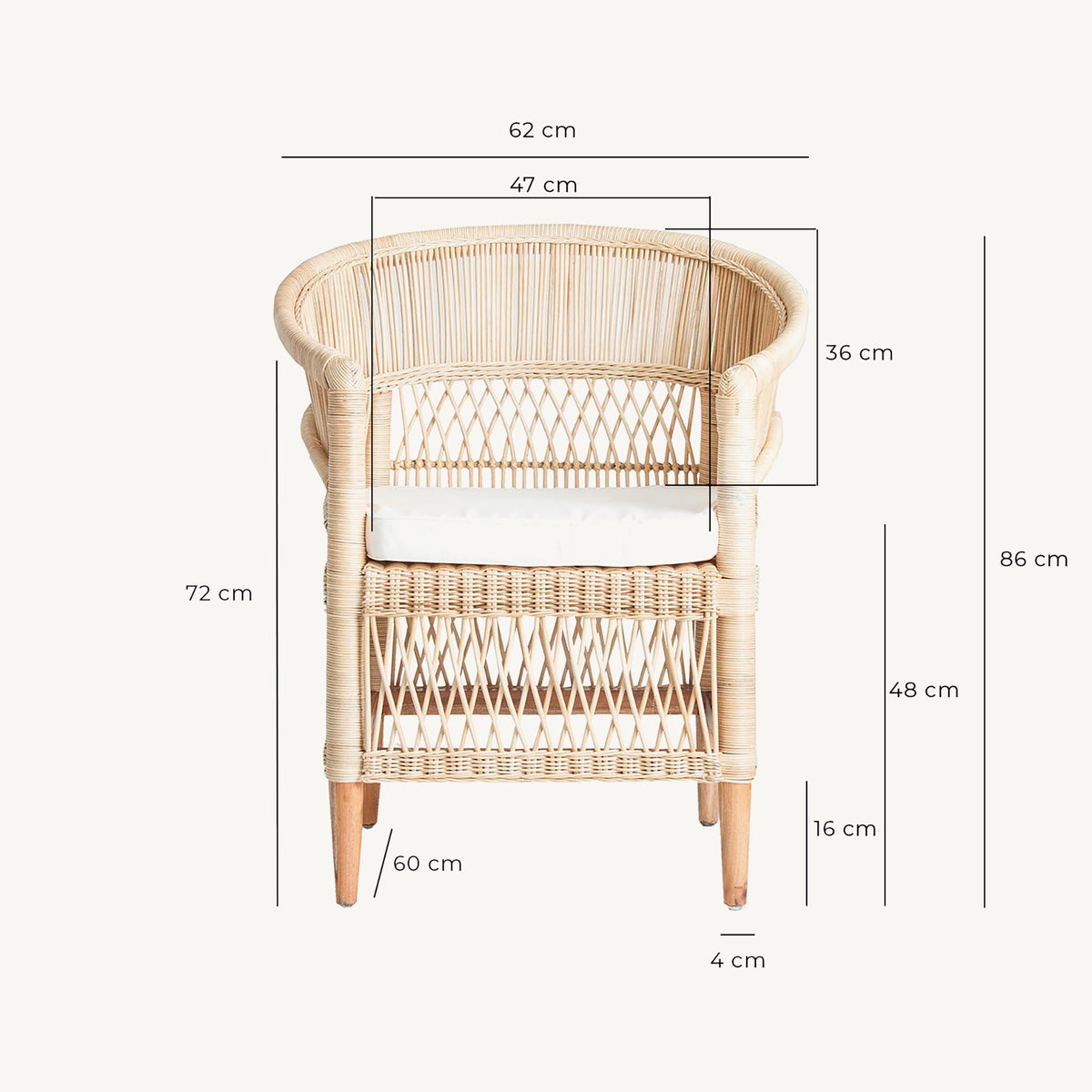 Sillón de ratán y madera mindi Sant Josep