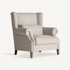 Sillón de respaldo alto de fresno y crema Aigües Blanques