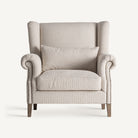Sillón de respaldo alto de fresno y crema Aigües Blanques