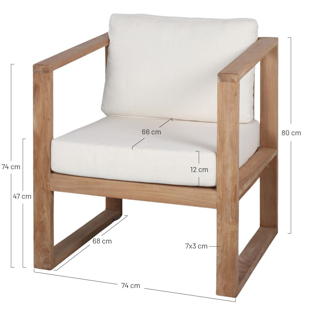Sillón de teca con cojines Amleto