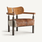 Sillón de teca, hierro y piel Olib