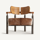 Sillón de teca, hierro y piel Olib