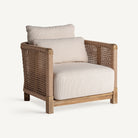 Sillón de teca reciclada con cojines beige Cala Codolar