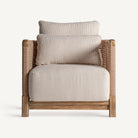 Sillón de teca reciclada con cojines beige Cala Codolar