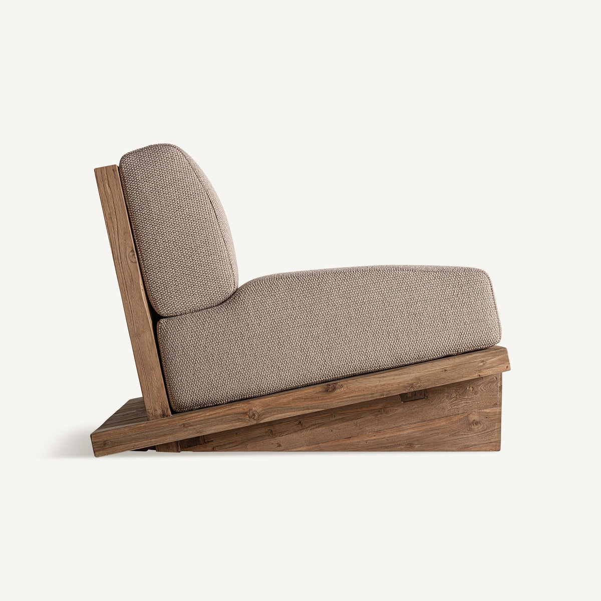 Sillón de teca reciclada y cojines beige Cala Roja