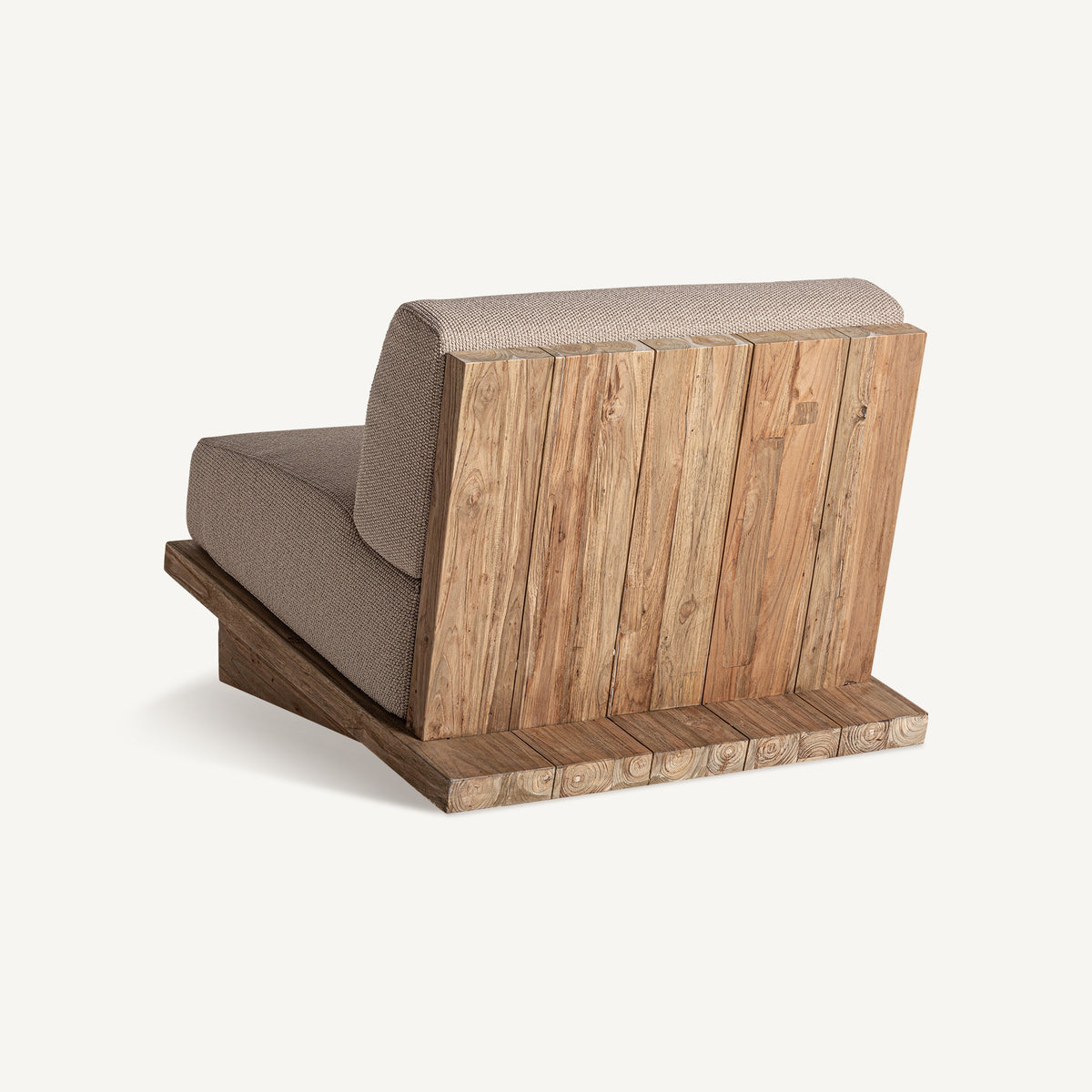Sillón de teca reciclada y cojines beige Cala Roja