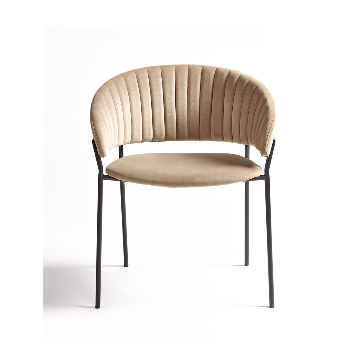Sillón de terciopelo beige y metal negro Zújar