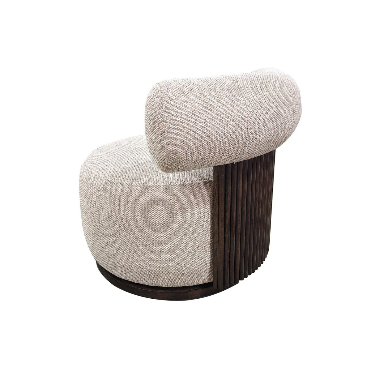 Sillón escultórico cilíndrico beige cálido Torla