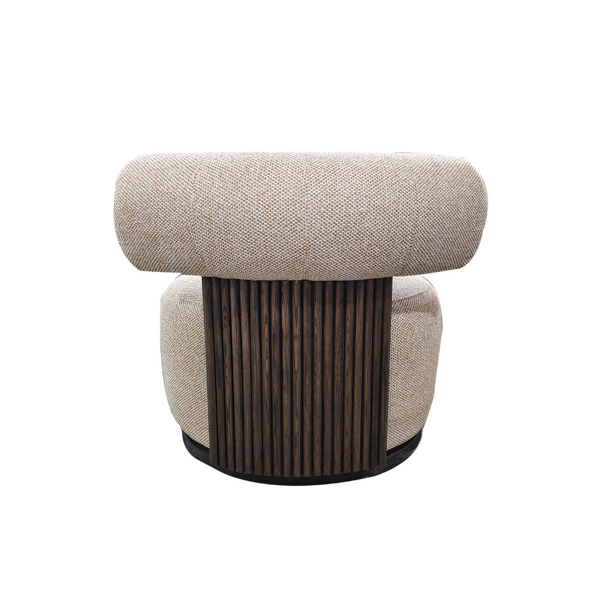 Sillón escultórico cilíndrico beige tostado Broto