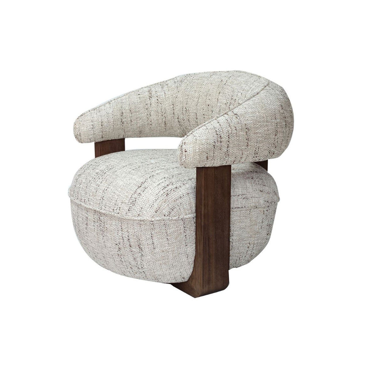 Sillón orgánico de nogal y tapizado crudo Uncastillo