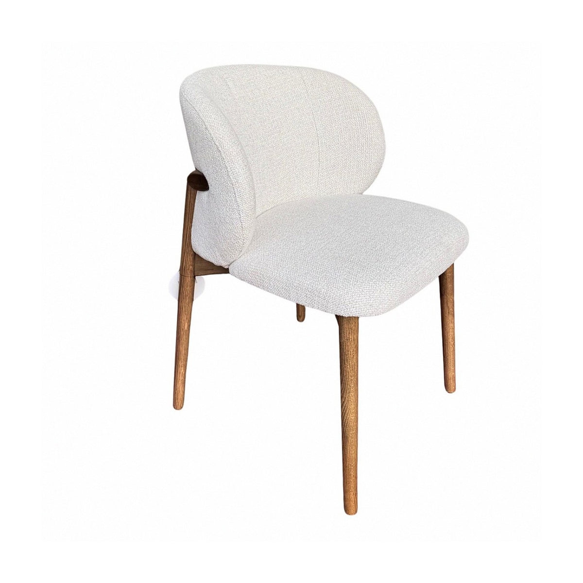 Sillón redondeado de fresno nogal y bouclé Peñíscola