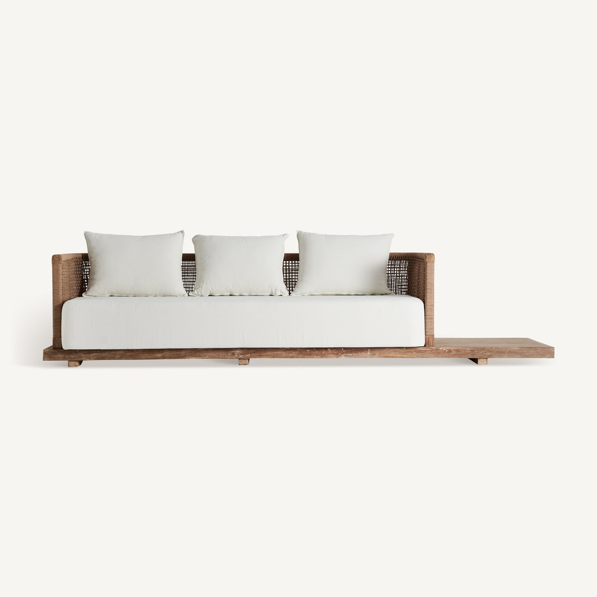 Sofá de exterior de teca reciclada Nonza 320 cm blanco