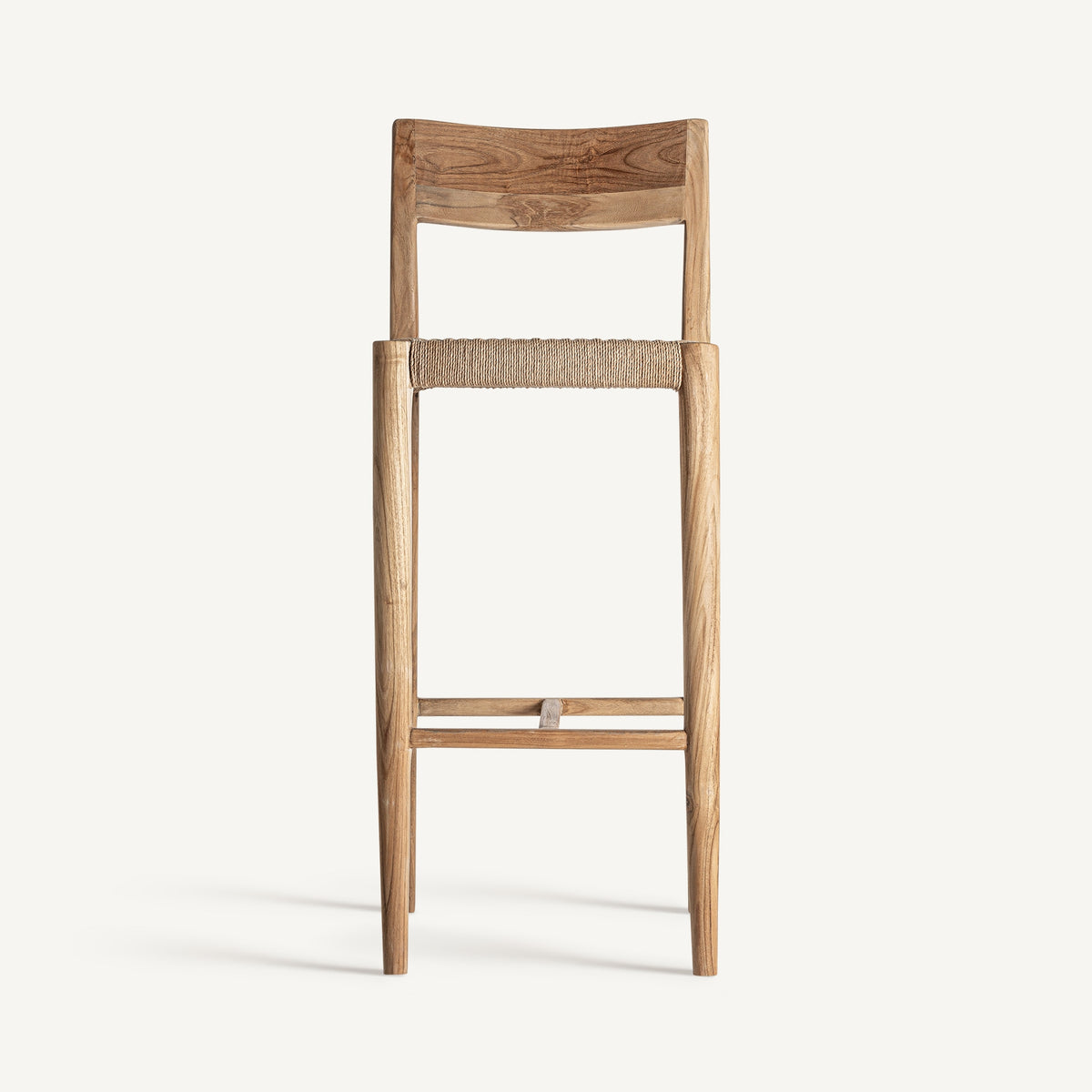 Taburete alto de teca y fibra natural Solenzara 108 cm