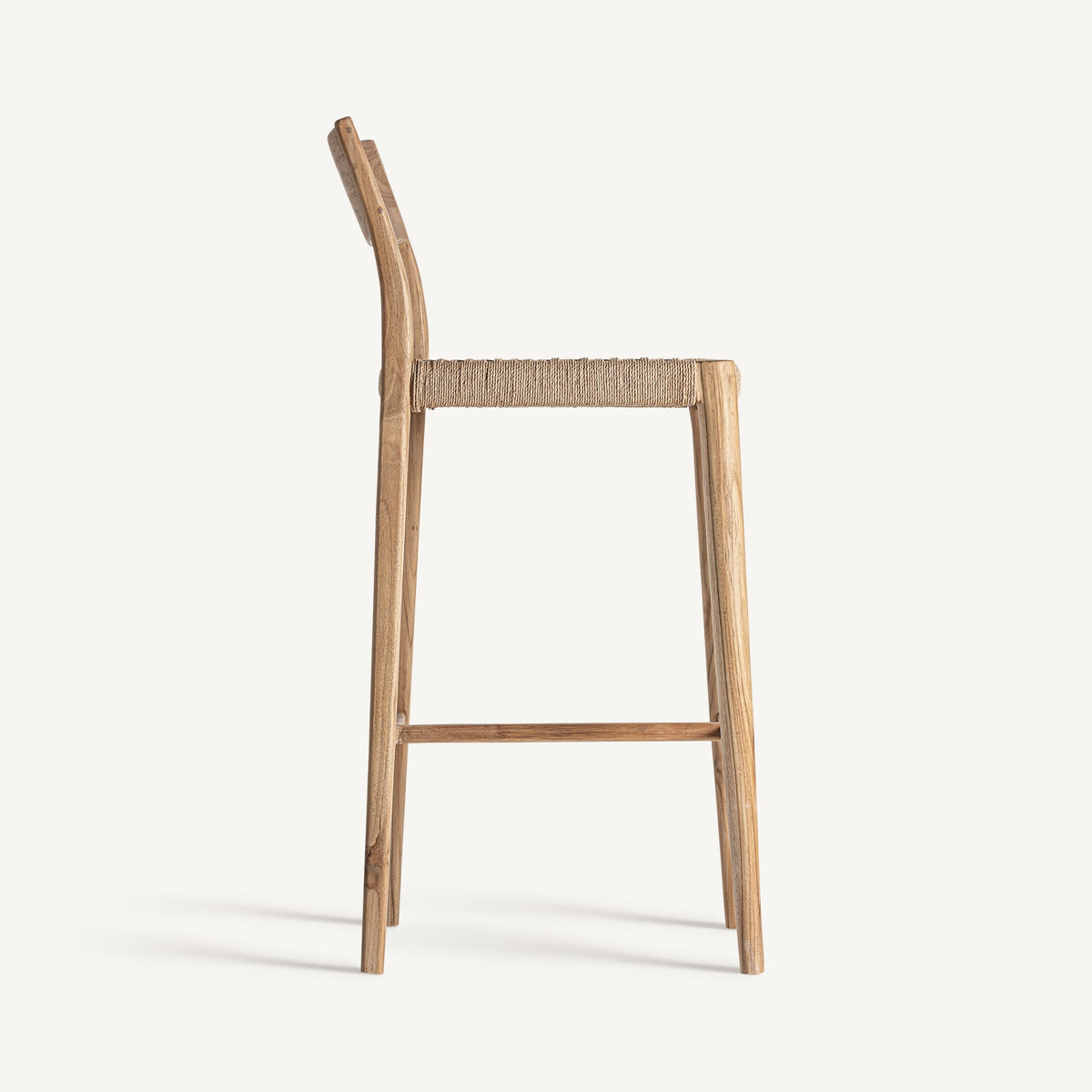 Taburete alto de teca y fibra natural Solenzara 108 cm