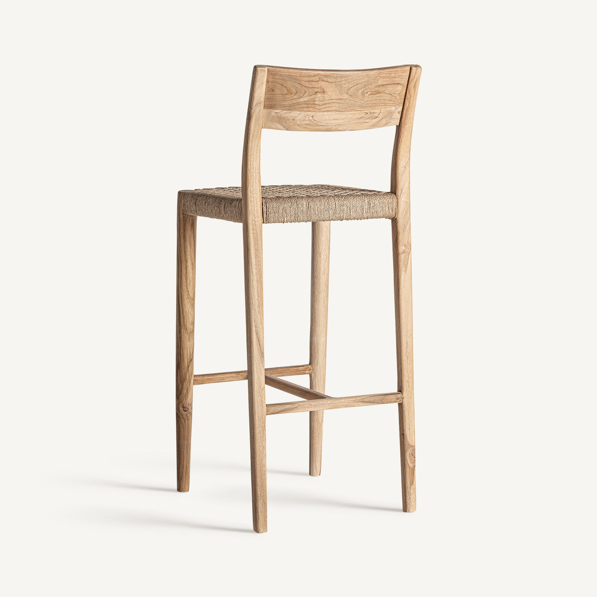 Taburete alto de teca y fibra natural Solenzara 108 cm