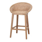 Taburete de cocina de teca y fibra trenzada Livia