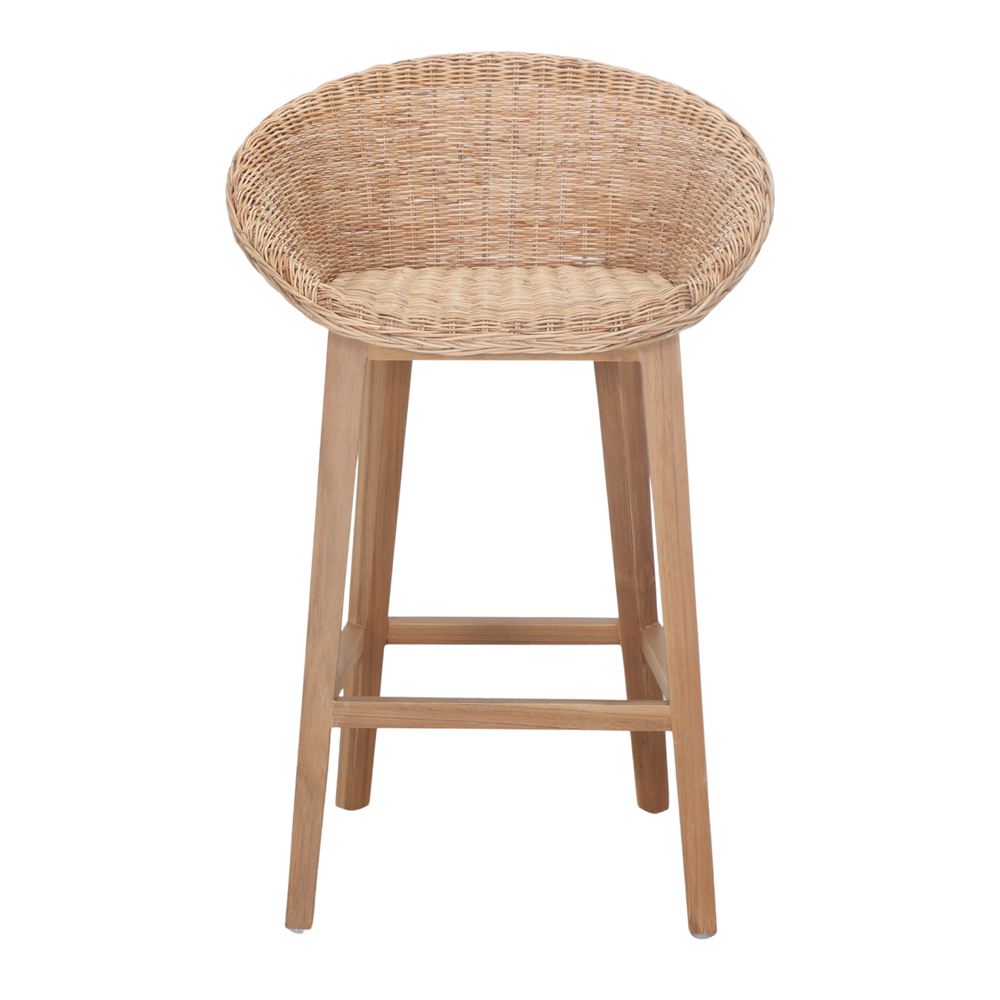 Taburete de cocina de teca y fibra trenzada Livia