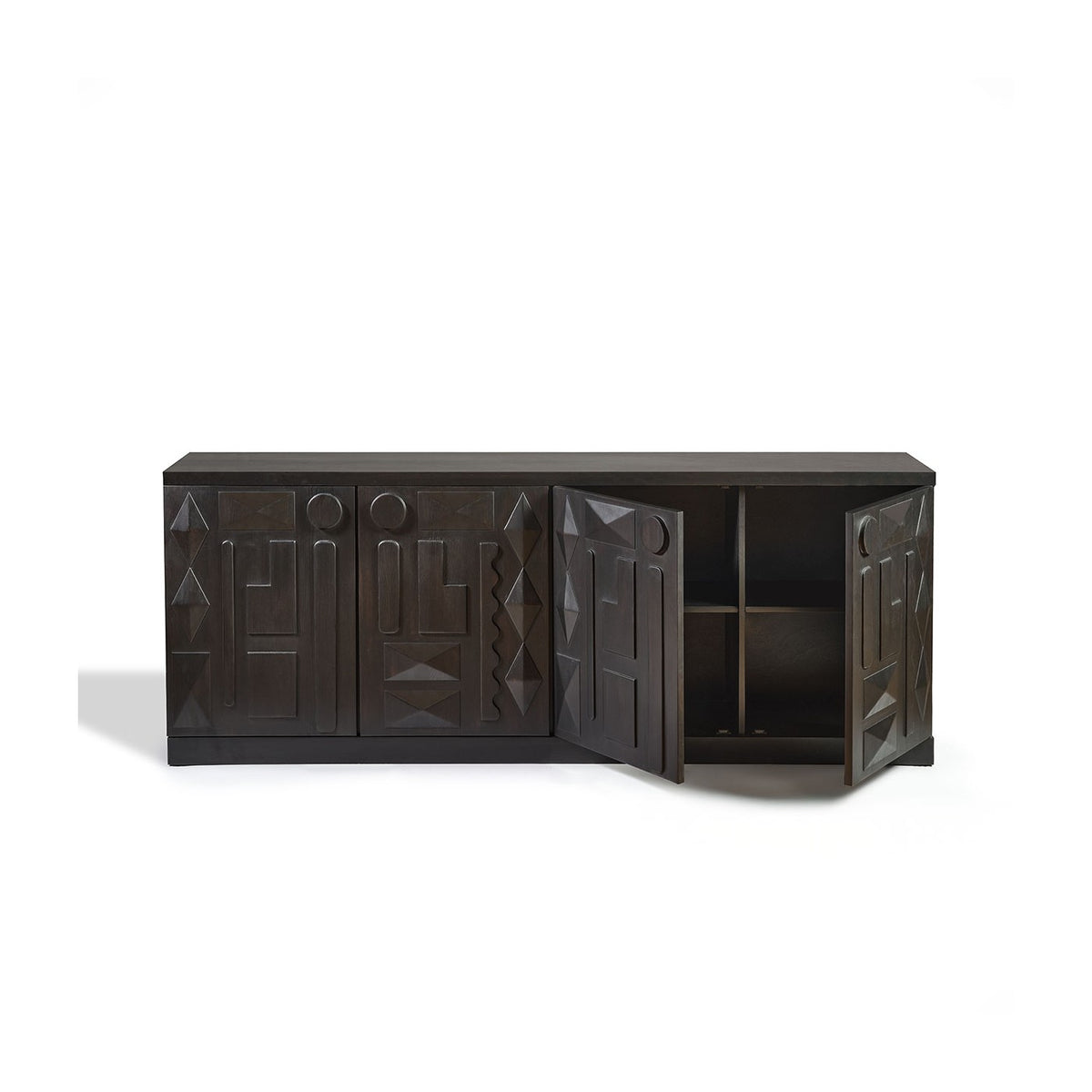Aparador black brown con formas geométricas talladas Douz