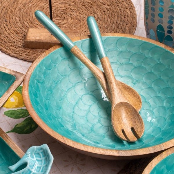 Utensilios de Servir de Madera y Nácar - pino_y_jacaranda