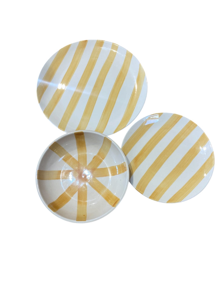 Vajilla Rayas Amarilla - #pino_y_jacaranda#