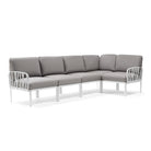Set de sofá rinconera Komodo con puf y mesa de centro Nardi – Sofá rinconera Komodo, blanco / gris oscuro
