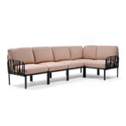 Set de sofá rinconera Komodo con puf y mesa de centro Nardi – Sofá rinconera Komodo, antracita / rosa