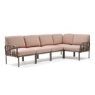 Set de sofá rinconera Komodo con puf y mesa de centro Nardi – Sofá rinconera Komodo, topo / rosa