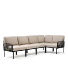 Set de sofá rinconera Komodo con puf y mesa de centro Nardi – Sofá rinconera Komodo, antracita / beige