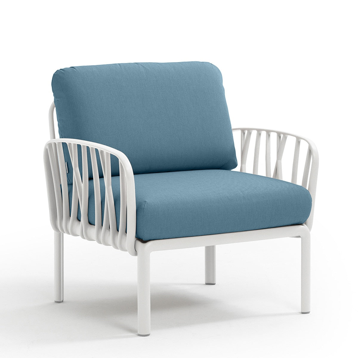 Set lounge Komodo con 2 sillones y mesa de centro Nardi – Sillón Komodo, blanco / azul oscuro