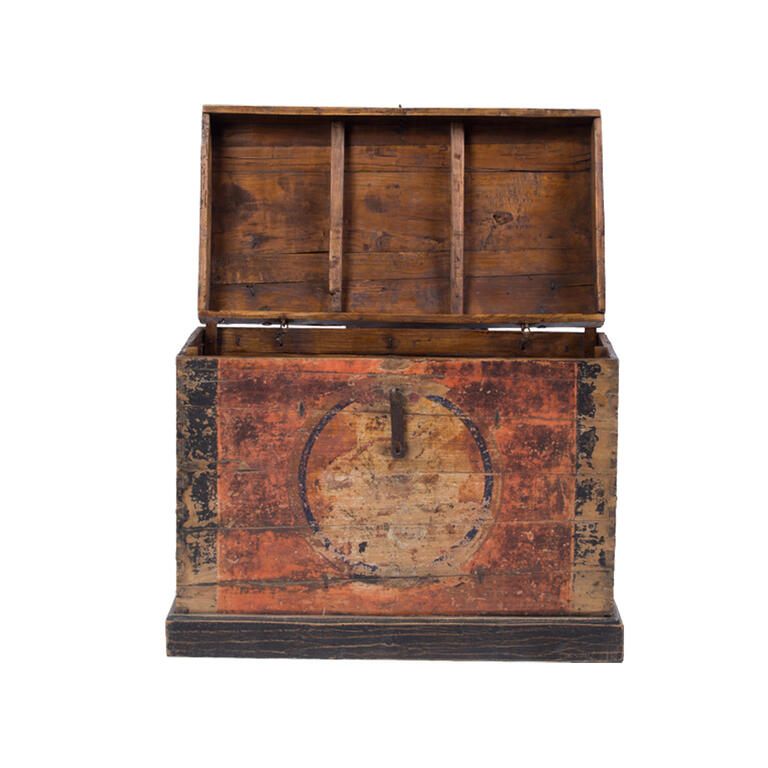 Arcón antiguo multicolor de álamo con tapa Bares