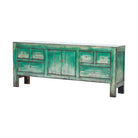 Cómoda verde de pino con 6 cajones y 2 puertas Junqing
